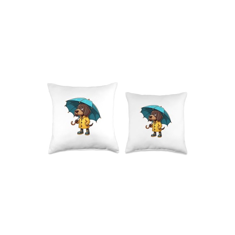 German Shorthaired Pointer Umbrella Dog Funny Raincoat Throw Pillow