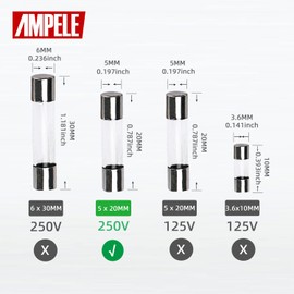 AMPELE (Pack of 20) 10A Fast-Blow Fuse 10Amp 250V Glass Fuses 0.2 x 0.78 inch/5 x 20 mm (10Amp)(F10AL)