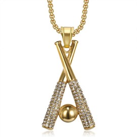 CAVIEA Bling Baseball CZ Iced-out Sports Pendant Necklace Stainless Steel Gold-plated 3D Balls Necklace Cool Chain Statement Simple Y2K Athlete Hiphop Jewelry