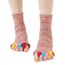 AISHITE Sleeping Socks, Set of 2, Therapy, 5 Toes, Coloring, Promotes Blood Circulation, Slimming, Toes, Rooms, Full Toes, Swelling, Yoga Socks, Fit Home, Sleeping Socks, Pink