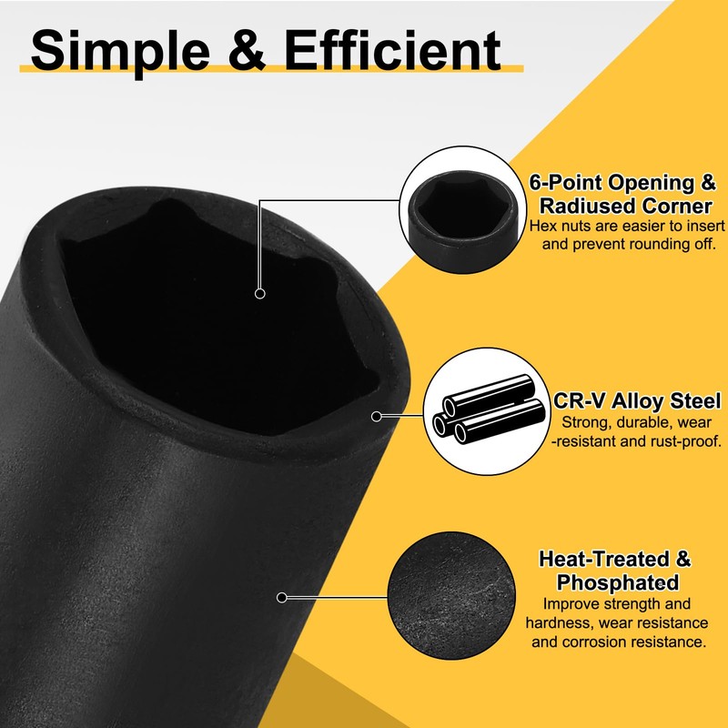 sourcing map 2pcs Nut Driver Drill Bit 9mm Metric Deep
