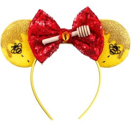 Opzzqz Mouse Ear Headbands for Women Giltter Bow Headband for Girls Birthday Party Decorations