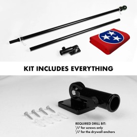 UD_G128 Combo Pack: 5 Ft Tangle Free Spinning Flagpole (Black) & Tennessee Flag 2x3 Ft Embroidered 220GSM Spun Polyester, Brass