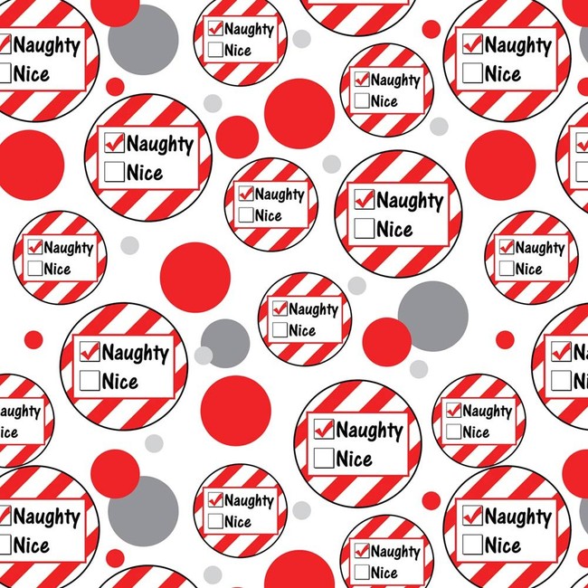 Premium Gift Wrap Wrapping Paper Roll Pattern - Holiday Christmas New Years - Naughty Not Nice Funny