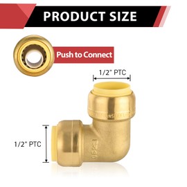 (Pack of 6) EFIELD 1/2-inch 90-Degree Elbow, Push-Fit Brass Fittings to Connect Copper, PEX, CPVC Pipe with 1/2" Disconnect Clip (6, 1/2-inch)
