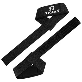 TIGERA Lifting Straps Bodybuilding, Lifting Aids Strength Training Women and Men, Premium Neoprene Padded Lifting Straps Gym with Maximum Grip Strength for Weightlifting, Deadlifts (Black/Black
