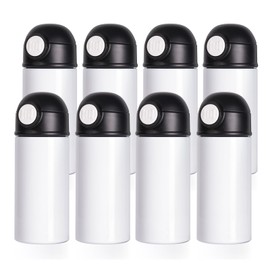 PYD Life 8 Pack Sublimation Kids Water Bottles Blanks 12 OZ Straight Skinny Kids Tumbler Sippy Up Cup with Pop Mixed Color Lid for Tumbler Heat Press Sublimation Oven Printing