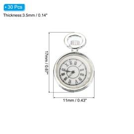 PATIKIL Colgante de Reloj Encanto para Pulsera, Collar, Pendientes y Manualidades DIY, 30 Piezas de Aleación de Zinc en Tono Plateado, Medidas: 0.67x0.43 Pulgadas
