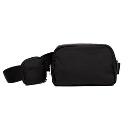 WanderFull Original Crossbody HydroBeltbag | Fanny Pack with Removable Water Bottle Holder | Adjustable Waist Bag for Carrying Your Purse, Phone, Accessories w/Tumbler Holder (Black)