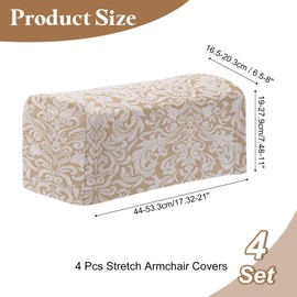 sourcing map 4Pcs Stretch Armrest Covers, Polyester Jacquard Soft Couch Arm Slipcovers Anti-Slip Furniture Protector for Chairs Couch Sofa Recliner, Apricot