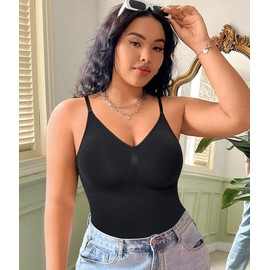 Gotoly Shapewear Bodysuit for Women Tummy Control Seamless Full Body Shaper V-Neck Waist Trainer Snatched Body Suit(Black,3X-Large-4X-Large)