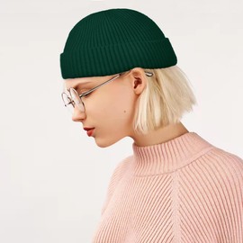 ROYBENS Swag Wool Knit Cuff Short Fisherman Beanie for Men Women, Winter Warm Hats, 3PCS