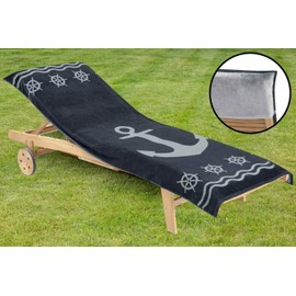 Delindo Lifestyle Terry Cloth Cover for Garden Lounger Anchor Anthracite XXL, Protective Cover for Sun Loungers, Lounger Cushion Made of 100% Cotton, 83 x 200 cm