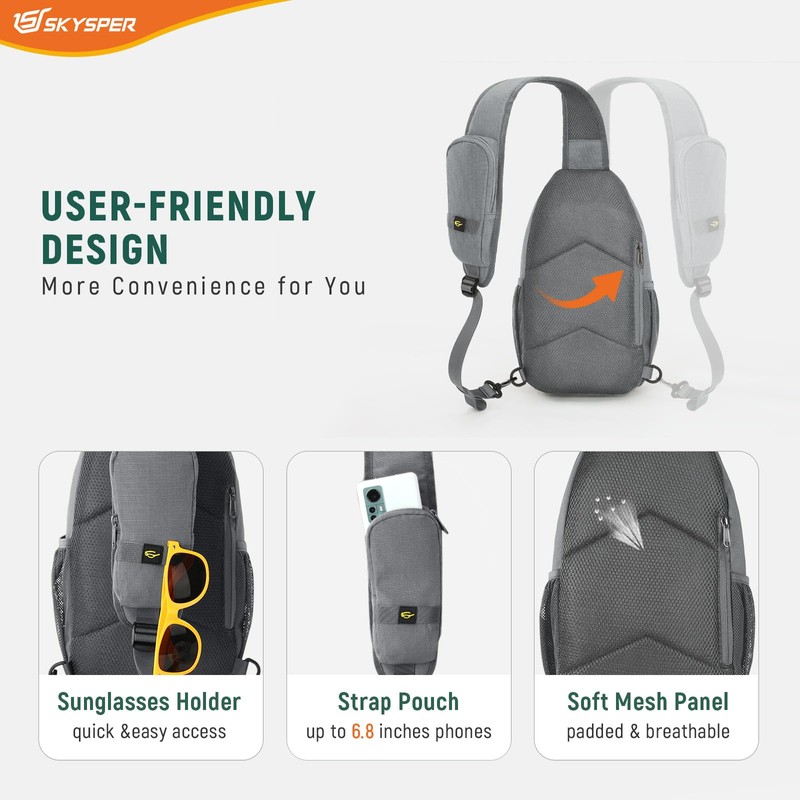 SKYSPER Shoulder Bag Chest Bag Crossbody Sling Bag Anti-Theft Shoulder