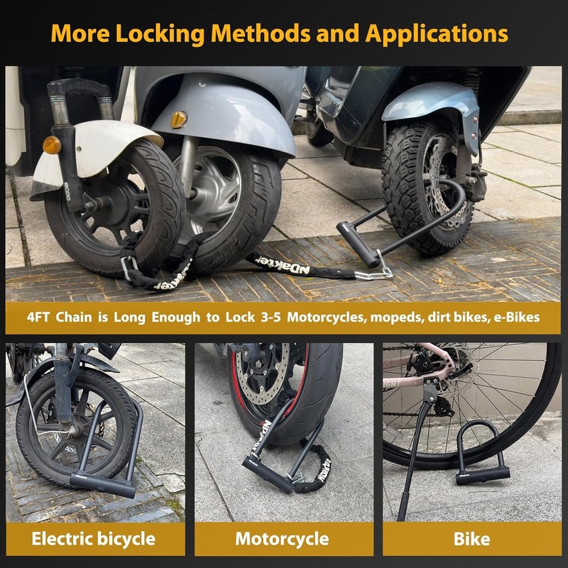 NDakter Motorcycle Locks Anti Theft, Heavy Duty Bike U Lock