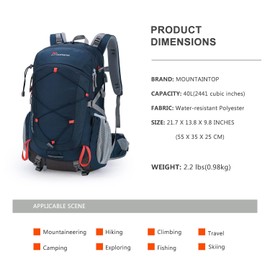MOUNTAINTOP Mountaintop 40L Hiking Backpack, Hiking Bag,Camping Trekking Backpack,Outdoor Sport Travel Daypack Climbing