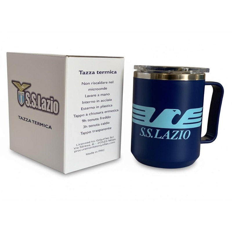 SS Lazio Tazza Acciaio Termica Prodotto Ufficiale, blu