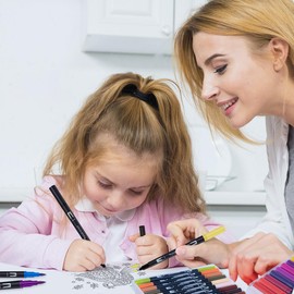 APOGO Mandala Pens Colouring Pens for Adults: 36 Fibre Pens Bullet Journal Pens for Calendar Family Planner 2024 Manga, Dual Brush Pen Set Brush Felt Pens Fine Liner Pens Hand Lettering Pens