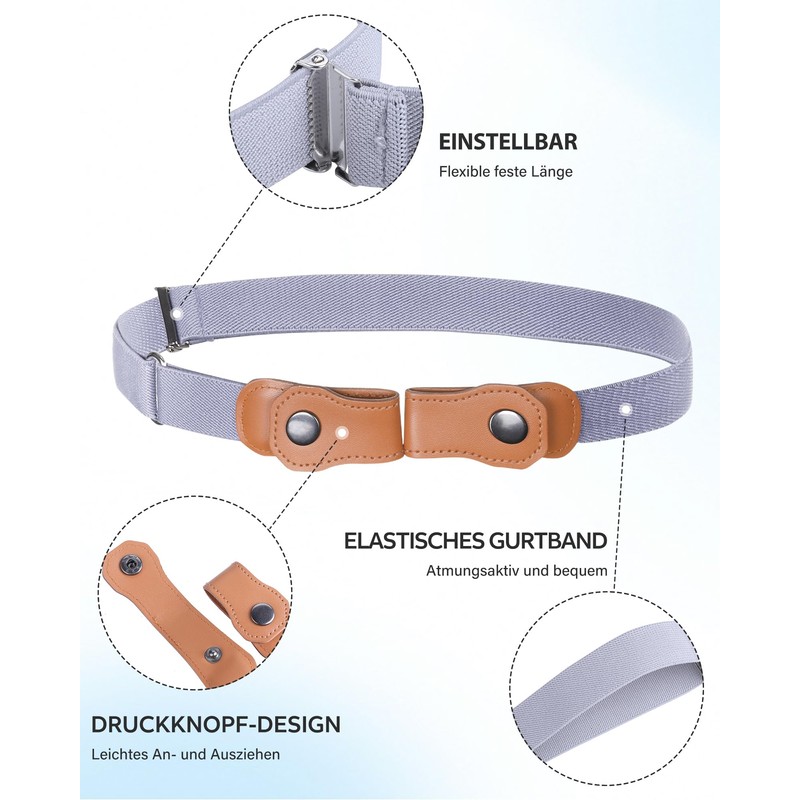 Boys’ Belt Without Buckle, Elastic - Adjustable, Without Buckle, Invisible