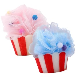 Baluue Bath Loofah Balls Pack Ice Cream Shape Body Scrubber Loofah Exfoliating Shower Balls for Women