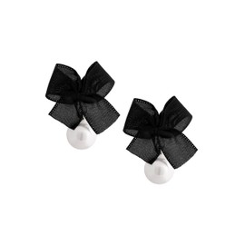 Sacina Black Bow Stud Earrings, Bow Earrings for Women, Ribbon Earrings, Imitation-Pearl Earrings, Christmas Jewelry Gifts for Women