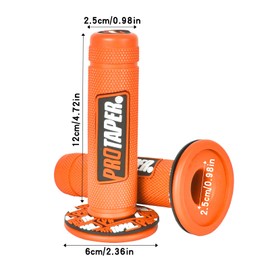 1 Pair Rubber Handlebar for Motorcycle, 22mm/24mm Motorcycle Handlebar Grips for Motorcycle Handlebar Cross, Pitbike, Enduro, Non-Slip and Durable (Orange)