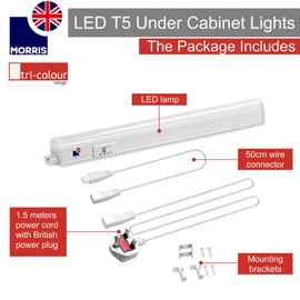 Morris LED Under Cabinet Light Linkable 3 Colours in 1 Light 3000k/4000k/6500k Kitchen Light - UK Plug Included - 288mm, 550mm, 850mm,1150mm (288mm)