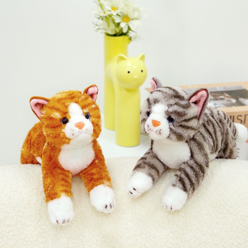 PEACH CAT Striped Cat Stuffed Animal 9.8" Realistic Kitten Plushies