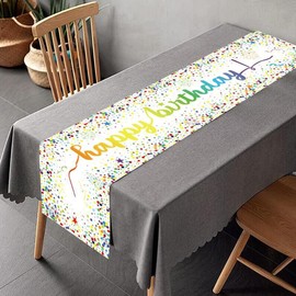 Yontree Geburtstag Deko Tischdeko Geburtstag Tischläufer für Kinder Mädchen Jungen 180 x 35cm