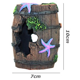 2 Pcs Fish Tank Cave Decor, Star-Fish Broken Barrel Decor, Resin Fish Tank Decoration, Fish Cave Hide Tank Decorations, Aquarium Ornaments for Small Fish Shrimp Crab