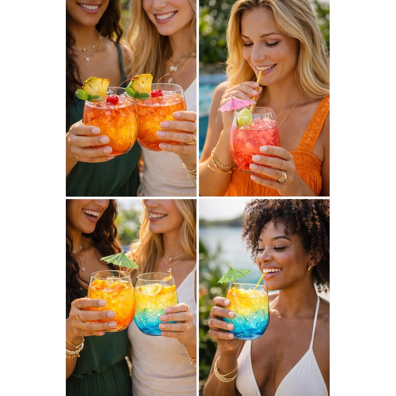 Oojami 40 Pack Stemless Plastic Wine Glasses 12 oz -