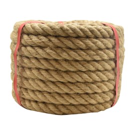 1 in x 100 ft Jute Rope Natural Thick Heavy Hemp Rope Nautical Ropes Twisted Manila Rope for Crafts, Climbing, Bundling,Anchor, Hammock, Nautical, Cat Scratching Post, Tug of War, Decorate