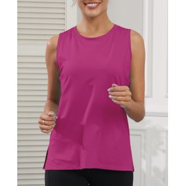 KevaMolly Rosy Workout Tank Tops for Women UPF50+ Breathable Athletic Running Shirts Sleeveless Tank Yoga Tops with Slit M