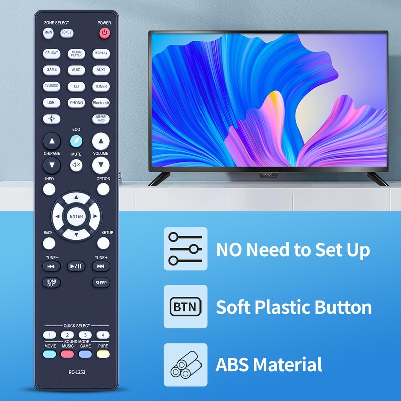 ZWP RC-1253 Replacement Remote Control for Denon 8K Ultra HD