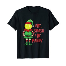 Funny Christmas Padel Elf Padel-Pun T-Shirt, black