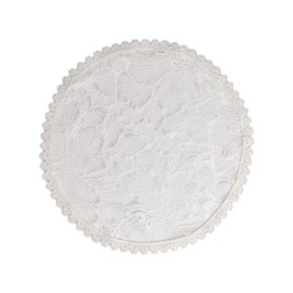 PAMOR Chapel Cap Veil Floral Lace Mantilla Inspired Circle Round Head Covering (White)