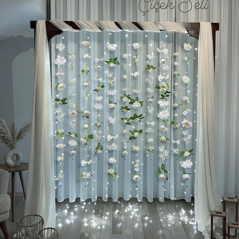 12 Pcs 70.8 Ft Hanging Floral Garland Silk,Boho,White