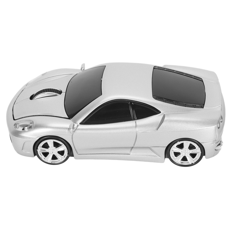 Wireless Mouse Silver Sports Car Style 2.4GHz USB Receiver 1600DPI