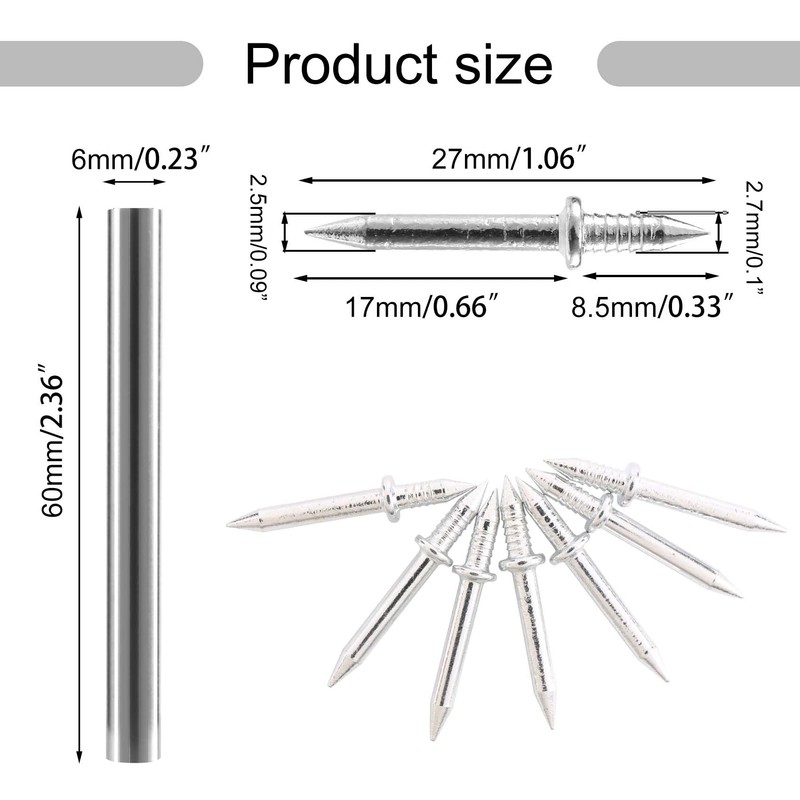 Ksrnsne Pack of 400 Seamless Nail with Double-Headed Skirting Thread
