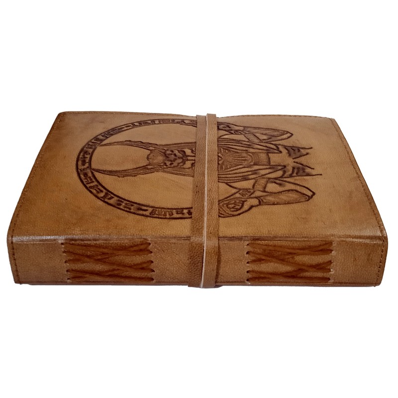 Purpledip Leather Journal 'Khnum, God Of Water': Vintage Egyptian Design