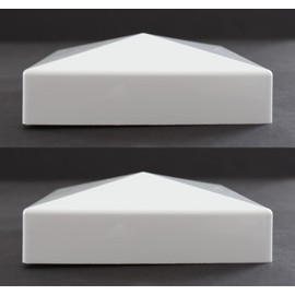 True 5x5 (127mm x 127mm) Plastic Pyramid Vinyl Fence Post Cap Black or White Multiple Quantities for True Actual 5" x 5" Vinyl Posts (2, White)