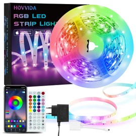 HOVVIDA LED Strip 5 m, 30 LEDs/Metre, 150 LED, RGB LED Strip, App and Remote Control, Music Mode, Timing Mode, LED for Room, Living Room, Kitchen, Bedroom, Bar, Party