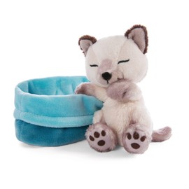 NICI 47893 Sleeping Pets, Kitties, Sleeping Cat, Siamese Cat in Basket, 12 cm
