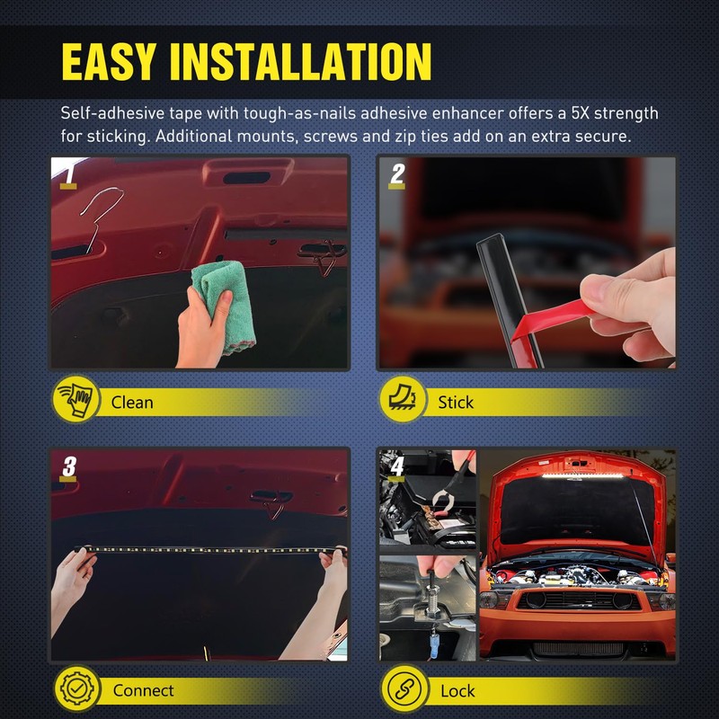 Nilight Under Hood Light Strip 30LED Waterproof Underhood Work Light
