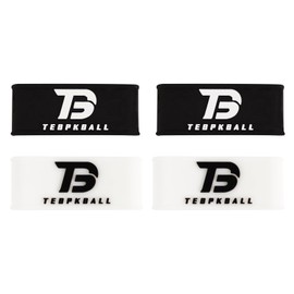 TEBPKBALL 4Pcs Pickleball Paddle Silicone Ring,Pickleball Paddles Handle Silicone Ring Stretchy,for securing Overgrip on Paddles or Handles,Hold Overgrip in Place (2 Black+2 White)