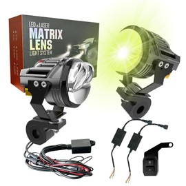 BOZCCZO Motorcycle Auxiliary LED Light Kit Low&High Beam Dual Direct Laser Fog Light with Mounting Bracket Remote Control Harness IP68 Waterproof 120W Off-Road Work Compatible with Car J-eep
