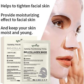 Navensi Bio Collagen Face Mask – Hydrating & Firming Sheet Mask for Anti-Aging, Wrinkle Reduction & Glowing Skin – Deep Moisturizing & Skin Tightening or Pore Minimizing Face Mask 34g x5ea