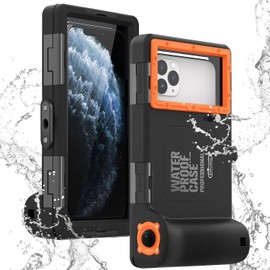 vantisan Funda Protectora Profesional,Funda para teléfono subacuático,Carcasa Universal de fotografía submarina Adecuado para iPhone 17/16/15/14/13/12/11/XR/XS/X Pro MAX Samsung Galaxy(Negro Naranja)