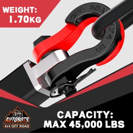 AUTOBOTS Tigertooth D Ring Shackles 45,000lb Break Strength, 3/4”Shackle D Rings Heavy Duty with 7/8 Pin for Tow Strap Winch Offroad Vehicle Recovery Accessories Red