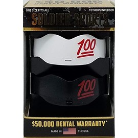 Soldier Sports 100" Mouthguard 2-Pack (One Size Fits All, White & Black)
